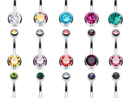 Belly Bar with Double CZ Gem