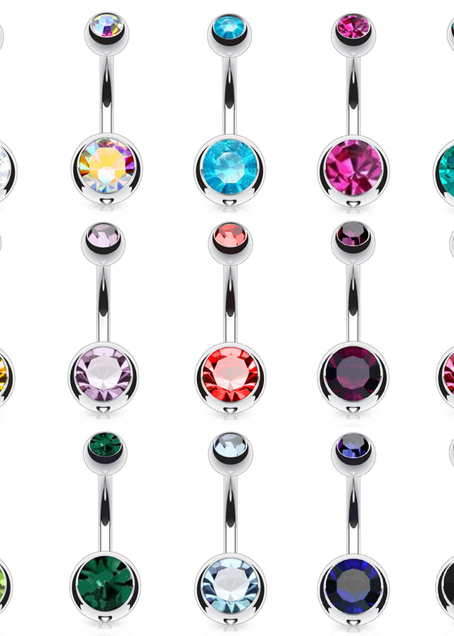 Belly Bar with Double CZ Gem