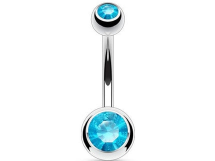 Belly Bar with Double CZ Gem