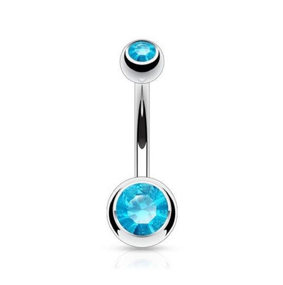 Belly Bar with Double CZ Gem