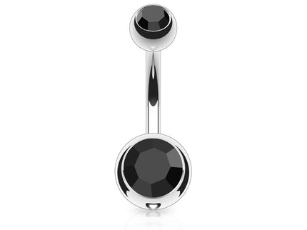 Belly Bar with Double CZ Gem