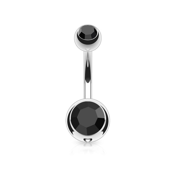Belly Bar with Double CZ Gem