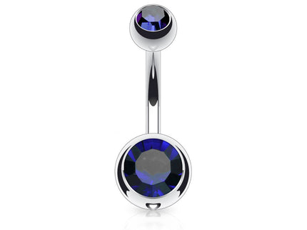 Belly Bar with Double CZ Gem