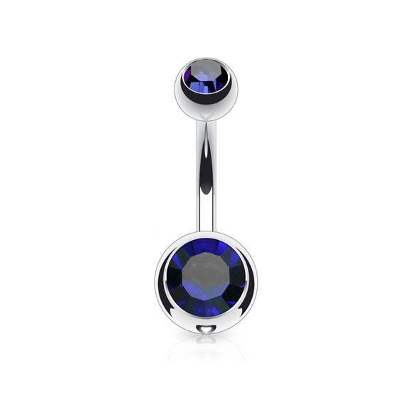 Belly Bar with Double CZ Gem