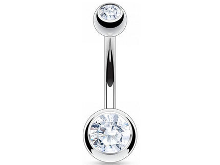 Belly Bar with Double CZ Gem
