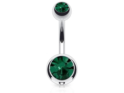 Belly Bar with Double CZ Gem