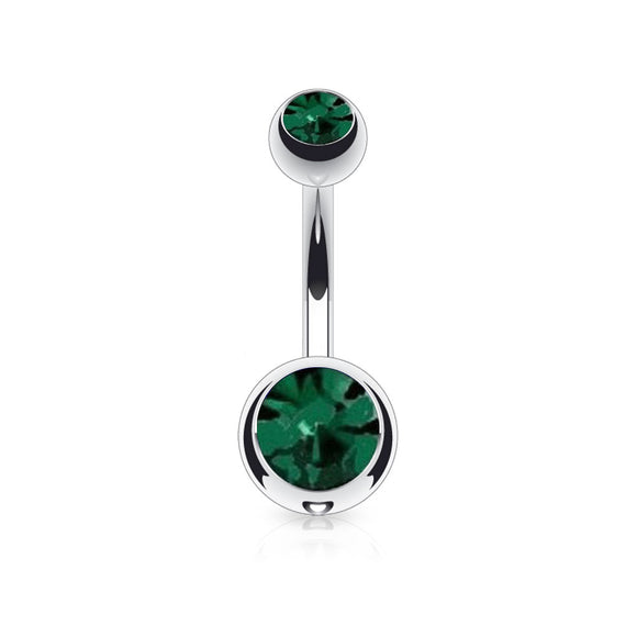 Belly Bar with Double CZ Gem