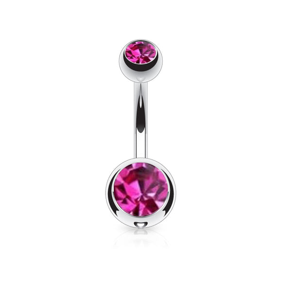 Belly Bar with Double CZ Gem