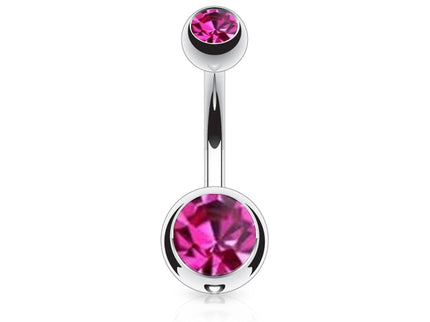 Belly Bar with Double CZ Gem