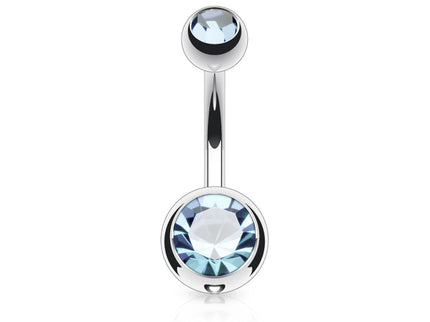 Belly Bar with Double CZ Gem