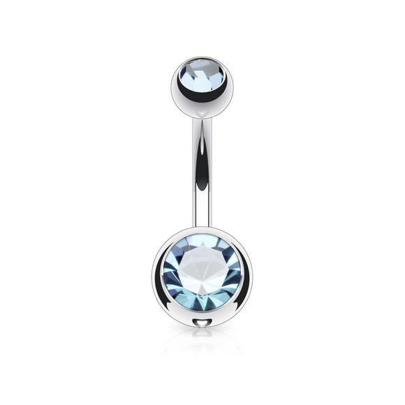 Belly Bar with Double CZ Gem