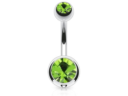 Belly Bar with Double CZ Gem