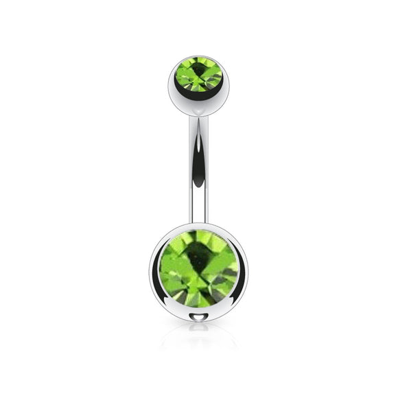 Belly Bar with Double CZ Gem