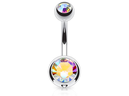 Belly Bar with Double CZ Gem