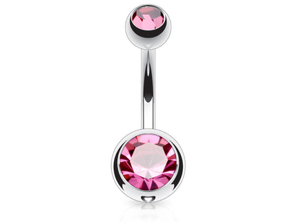 Belly Bar with Double CZ Gem