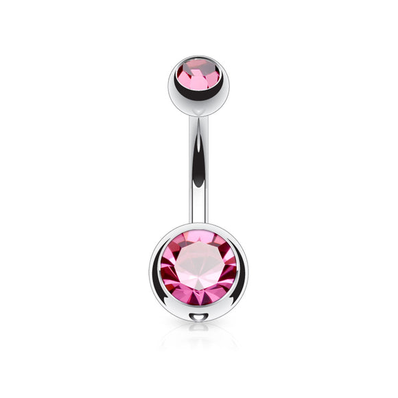 Belly Bar with Double CZ Gem