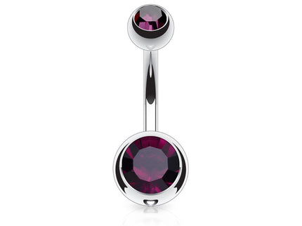 Belly Bar with Double CZ Gem