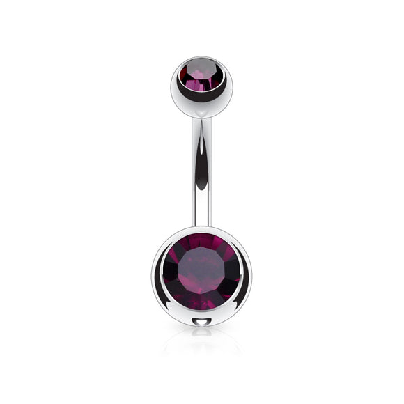 Belly Bar with Double CZ Gem