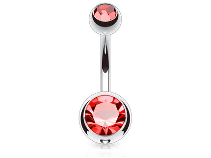 Belly Bar with Double CZ Gem