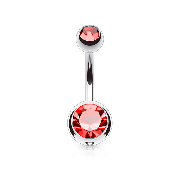 Belly Bar with Double CZ Gem