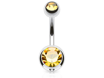 Belly Bar with Double CZ Gem