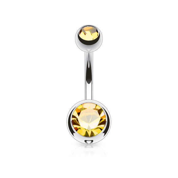 Belly Bar with Double CZ Gem