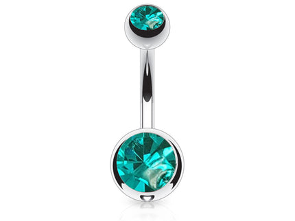 Belly Bar with Double CZ Gem