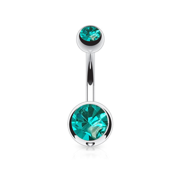 Belly Bar with Double CZ Gem
