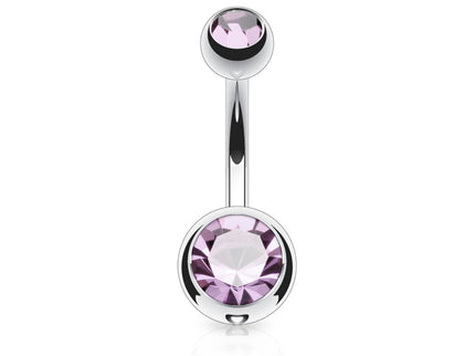 Belly Bar with Double CZ Gem