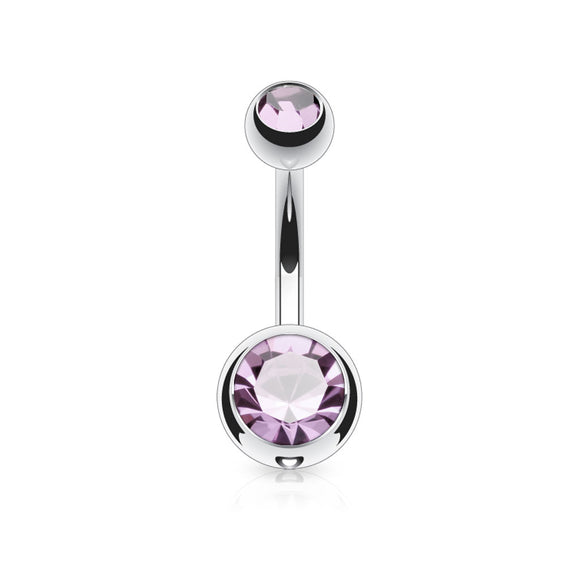Belly Bar with Double CZ Gem