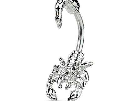 Silver scorpion shaped belly button piercing