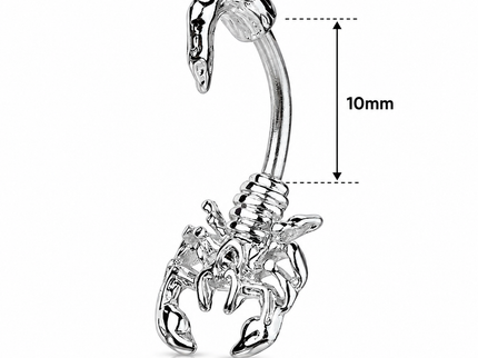 Silver scorpion shaped belly button piercing
