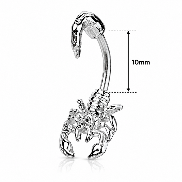 Silver scorpion shaped belly button piercing