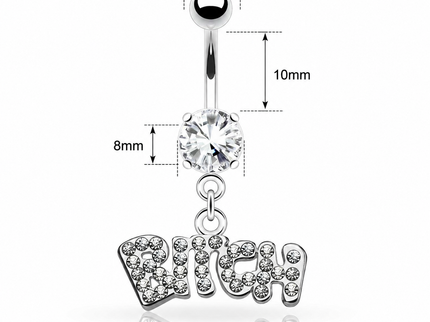 Belly Bar with Gem 'BITCH' Dangle