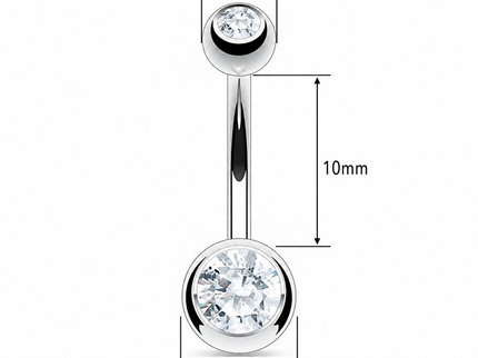 Belly Bar with Double CZ Gem