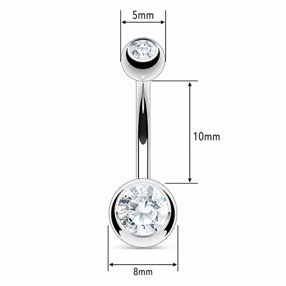 Belly Bar with Double CZ Gem