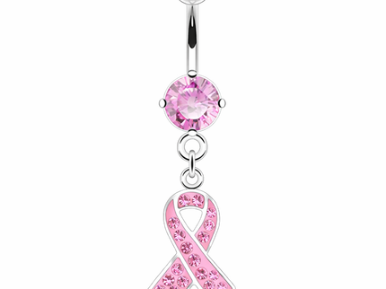 Pink Breast Cancer Awareness Ribbon Belly Bar