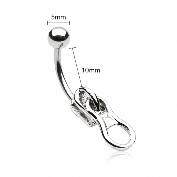 Surgical Steel Zip Style Dangle Belly Bar