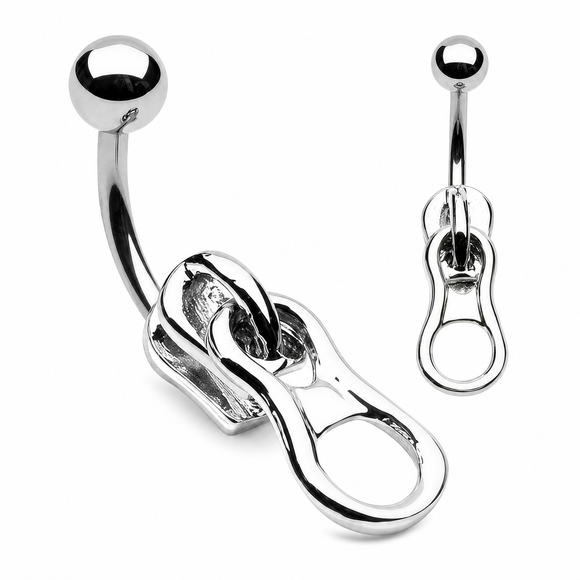 Zip Style Dangle Belly Bar
