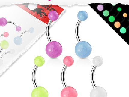 5 Pack of Belly Bars with Glow In The Dark Balls