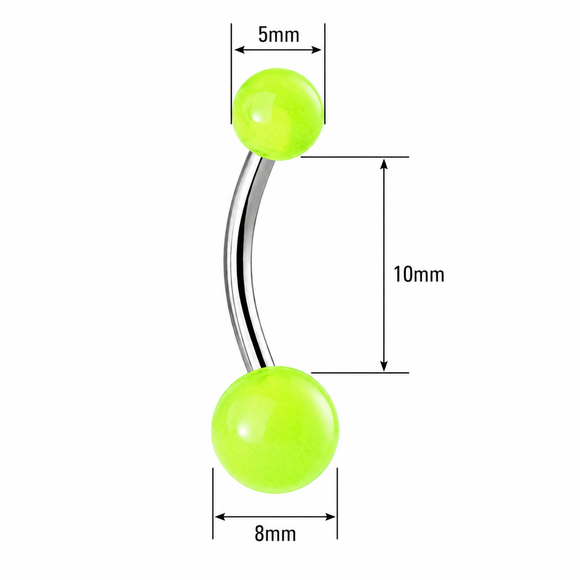 5 Pack of Belly Bars with Glow In The Dark Balls