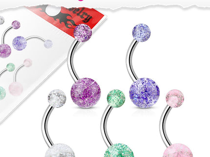 5 Pack of Belly Bars with UV Ultra Glitter Balls
