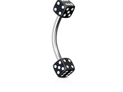 Curved Eyebrow Bar with Dice Ends