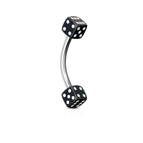 Curved Eyebrow Bar with Dice Ends