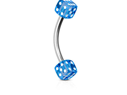 Curved Eyebrow Bar with Dice Ends