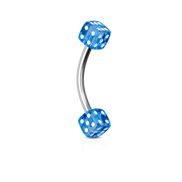Curved Eyebrow Bar with Dice Ends
