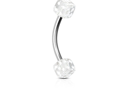 Curved Eyebrow Bar with Dice Ends