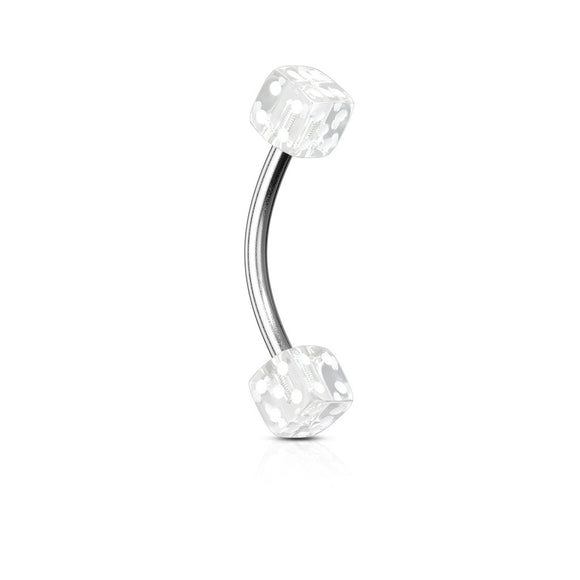 Curved Eyebrow Bar with Dice Ends