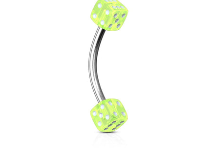 Curved Eyebrow Bar with Dice Ends