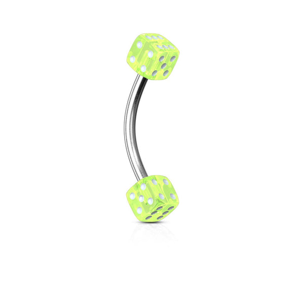 Curved Eyebrow Bar with Dice Ends